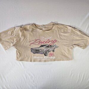 Nikxie Los Angeles STREET RACING 96 Motor Champ California CROP TOP Tee -- SMALL